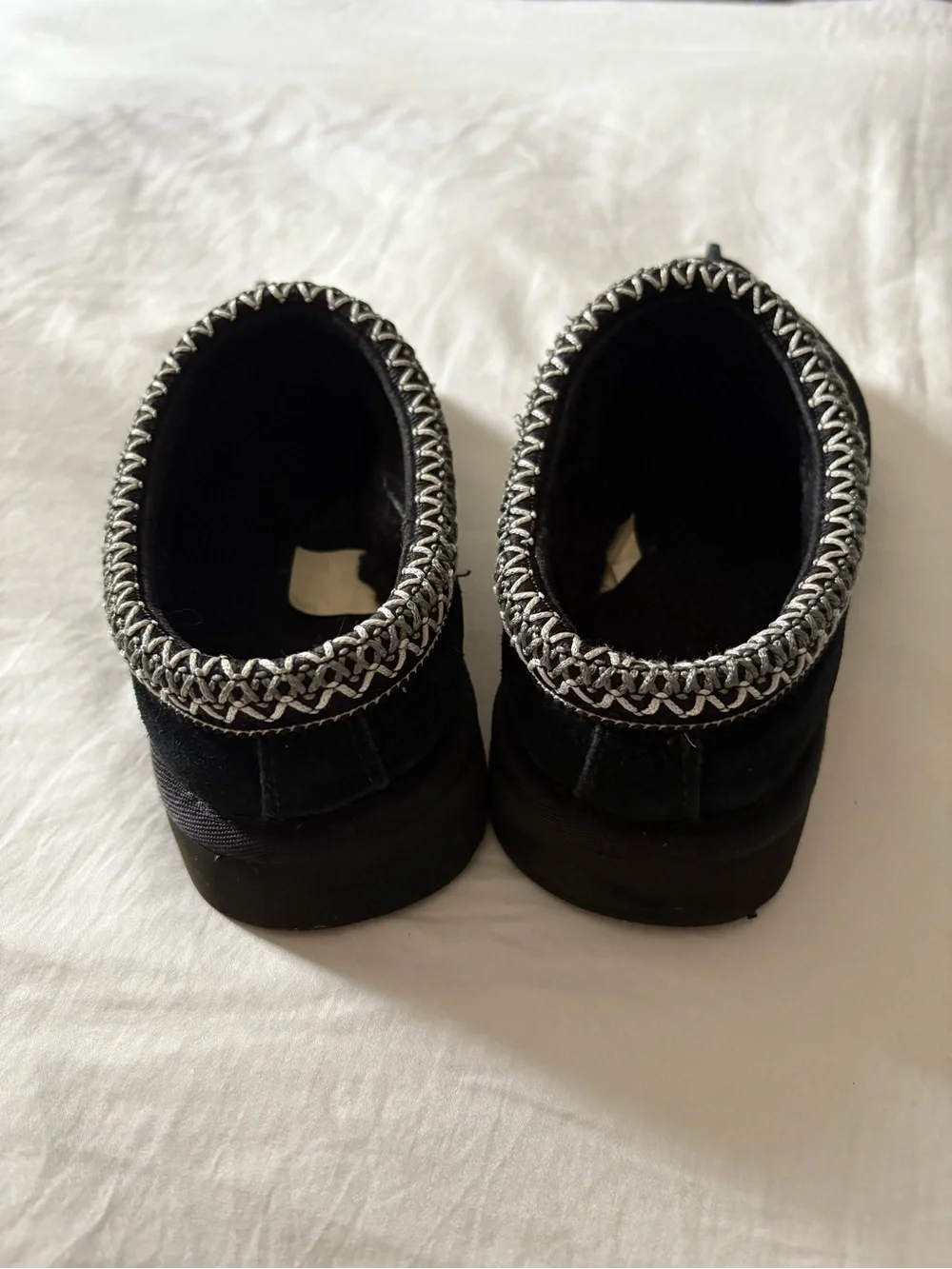 UGG Girls Black Suede Mule Slippers with Contrast Trim